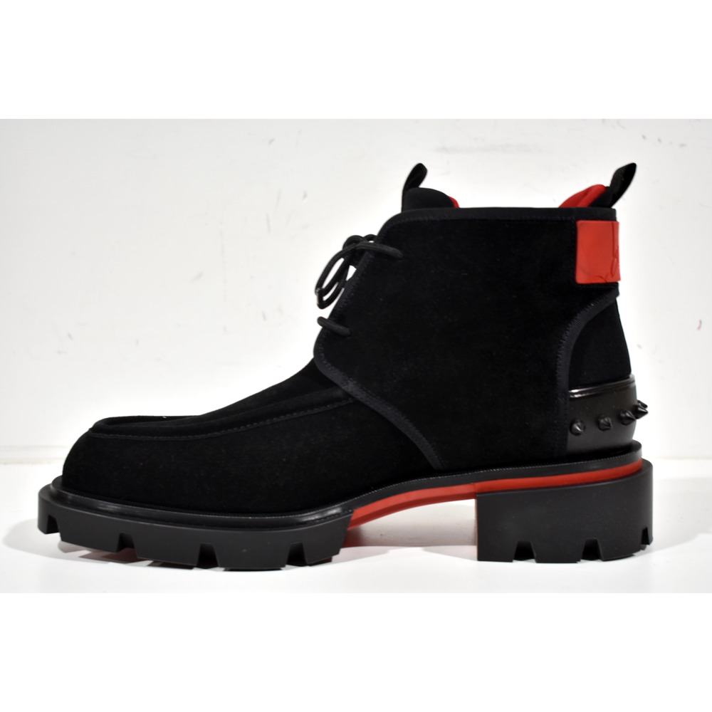 Christian Louboutin Mens Our Georges 2 Flat Black Suede Combat Lace Up Boot 42 9 - Picture 8 of 11